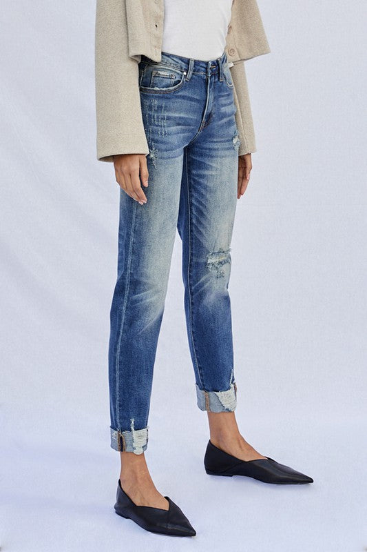 Raw Hem Boyfriend Jeans