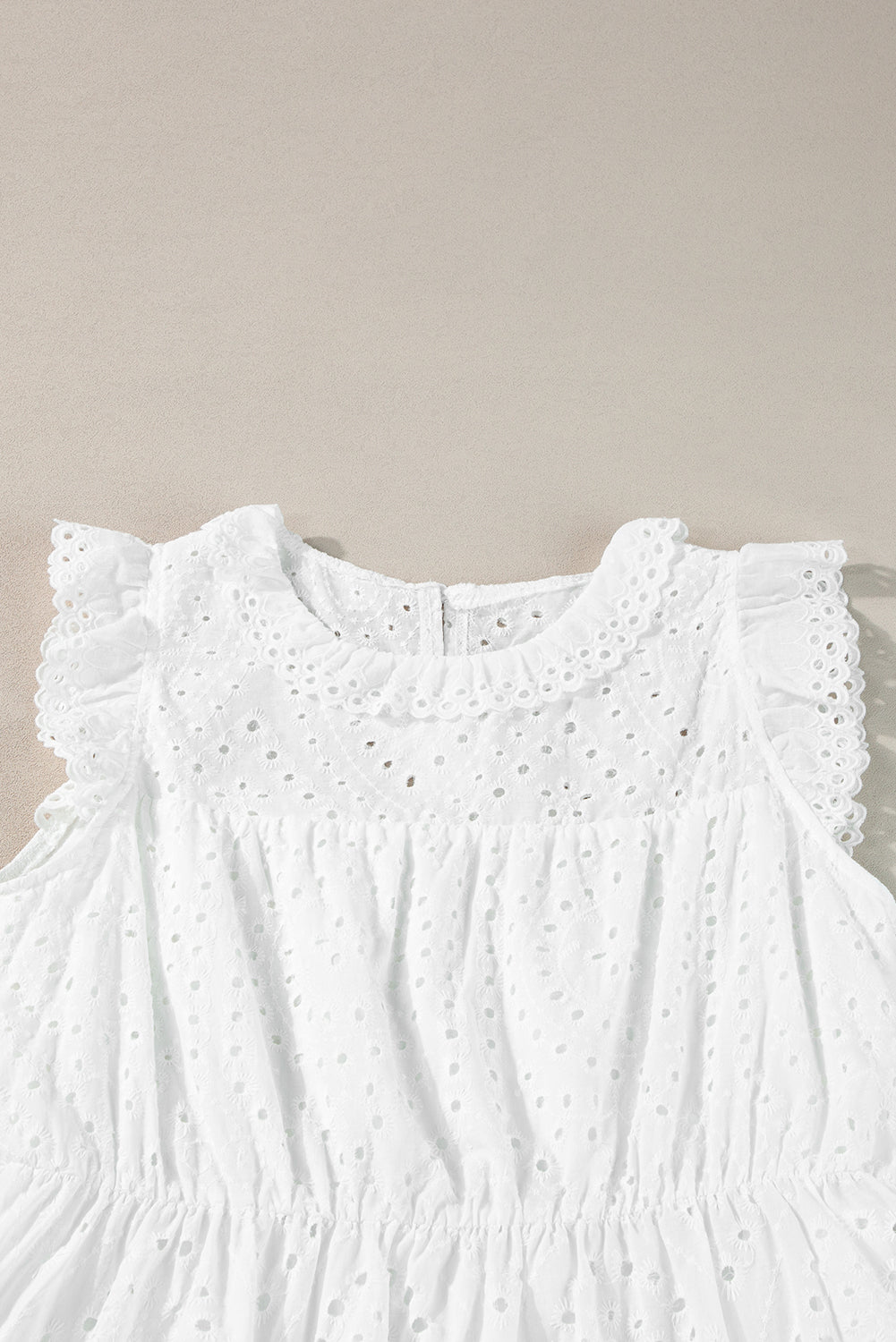 White Elegant Hollowed Flutter A-line Short Dress