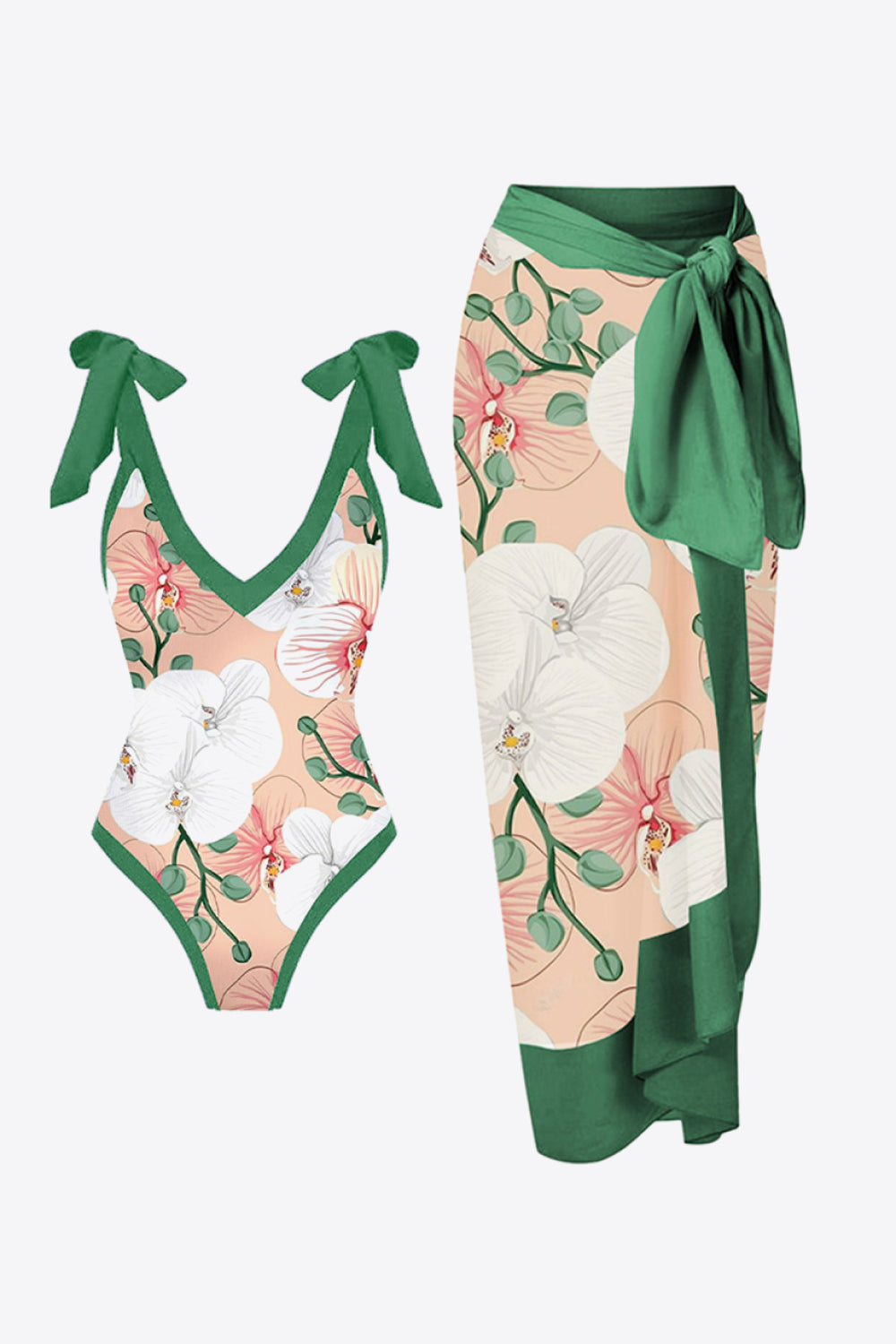 Floral V-Neck Two-Piece Swim Set -  Nueva Moda Boutique By Giselly 