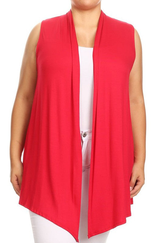 Plus Solid open front vest in a loose fit -  Nueva Moda Boutique By Giselly 