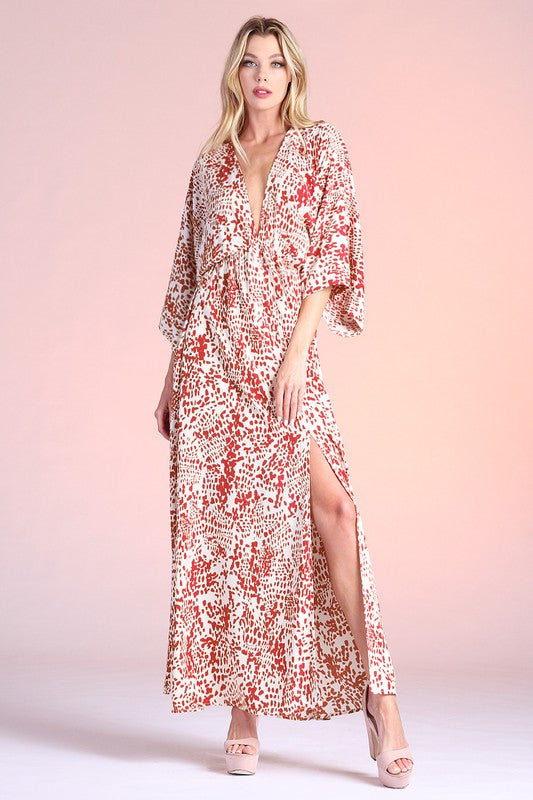 Siena Texture Print Kimono Maxi -  Nueva Moda Boutique By Giselly 