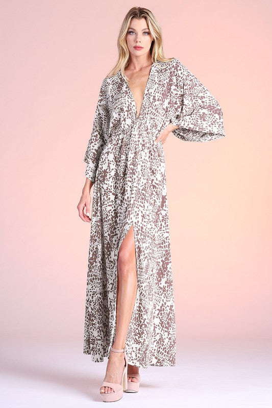 Siena Texture Print Kimono Maxi -  Nueva Moda Boutique By Giselly 