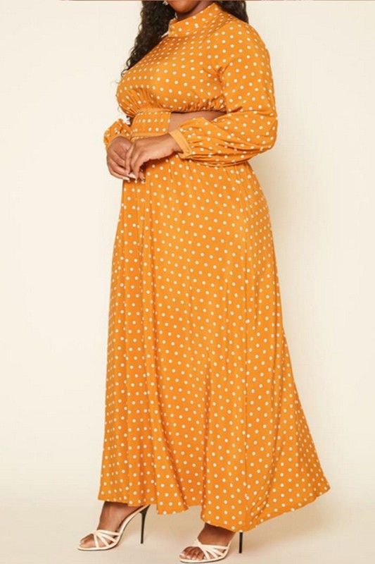 Plus Size Polka Dot Flare Maxi Dress -  Nueva Moda Boutique By Giselly 