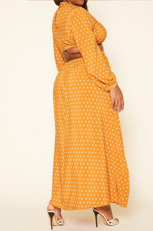 Plus Size Polka Dot Flare Maxi Dress -  Nueva Moda Boutique By Giselly 