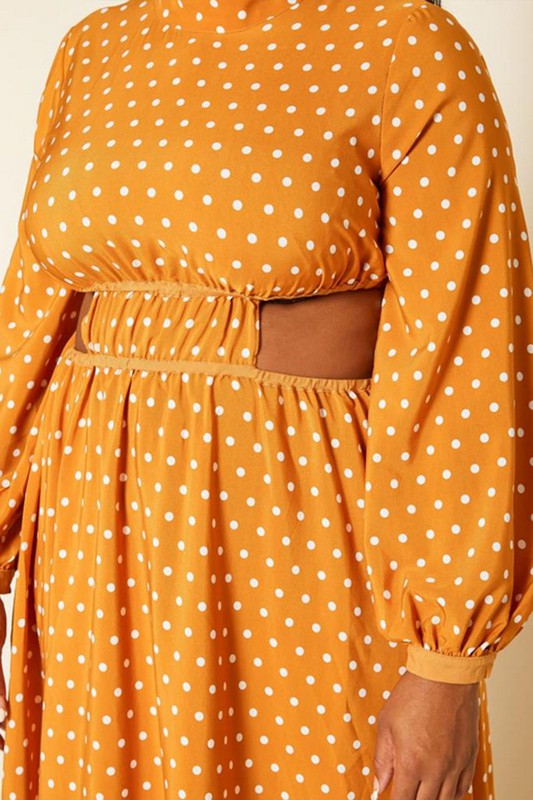 Plus Size Polka Dot Flare Maxi Dress -  Nueva Moda Boutique By Giselly 