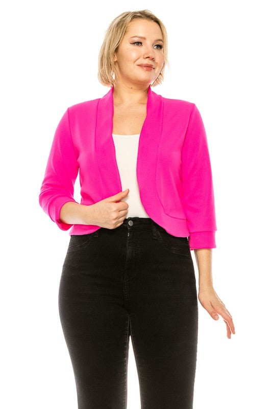 Plus size, solid, waist length blazer cardigan -  Nueva Moda Boutique By Giselly 