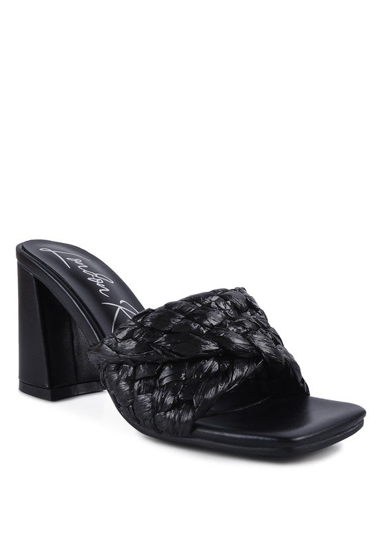 POUT PRO BRAIDED RAFFIA BLOCK SANDAL -  Nueva Moda Boutique By Giselly 