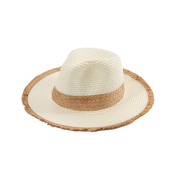 GRAYED BRIM BEACH STRAW HAT -  Nueva Moda Boutique By Giselly 