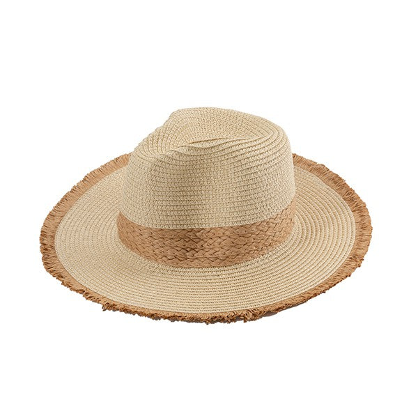 GRAYED BRIM BEACH STRAW HAT -  Nueva Moda Boutique By Giselly 
