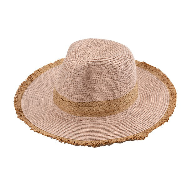 GRAYED BRIM BEACH STRAW HAT -  Nueva Moda Boutique By Giselly 