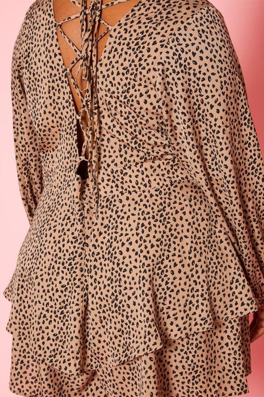 Plus Size Fit & Flare Cheetah Print Romper -  Nueva Moda Boutique By Giselly 