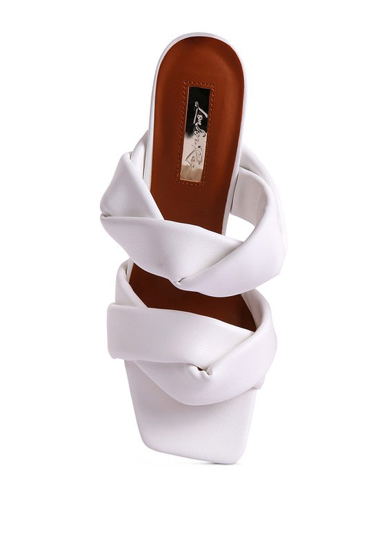GLAM GIRL TWISTED STRAP SPOOL HEELED SANDALS -  Nueva Moda Boutique By Giselly 