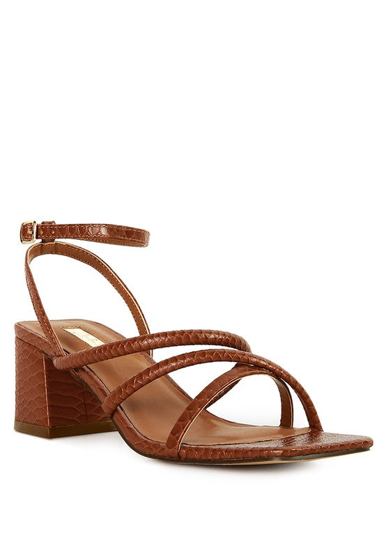 Right Pose Croc Mid Block Heel Casual Sandals -  Nueva Moda Boutique By Giselly 
