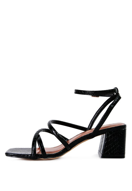 Right Pose Croc Mid Block Heel Casual Sandals -  Nueva Moda Boutique By Giselly 