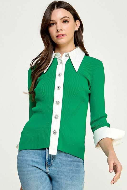Color Block Shirt -  Nueva Moda Boutique By Giselly 