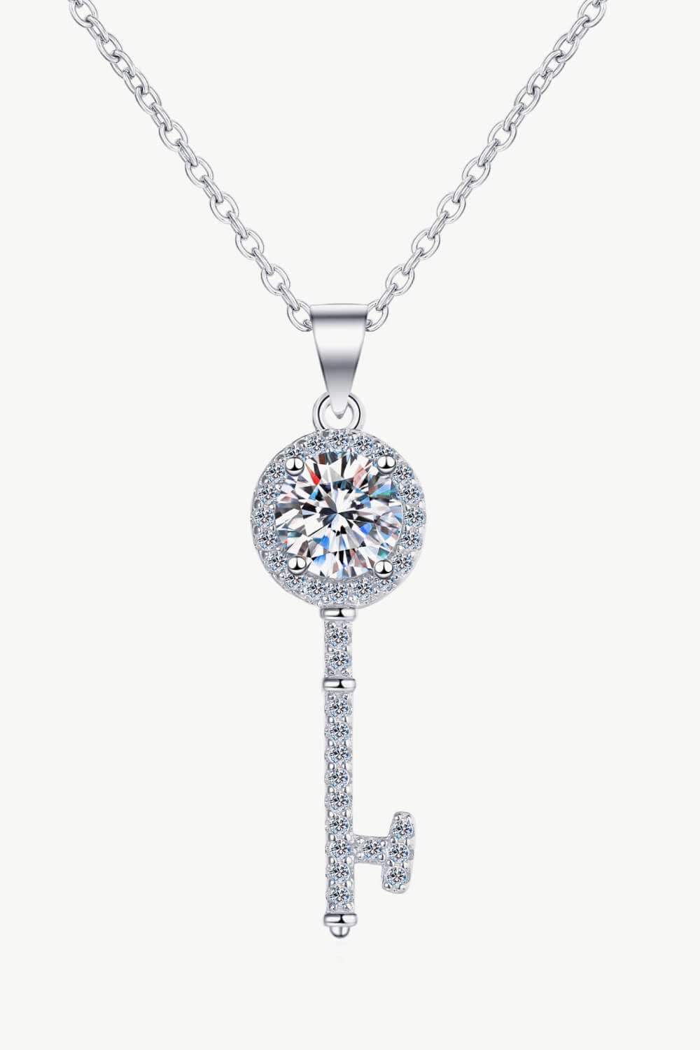 Moissanite Key Pendant Necklace -  Nueva Moda Boutique By Giselly 