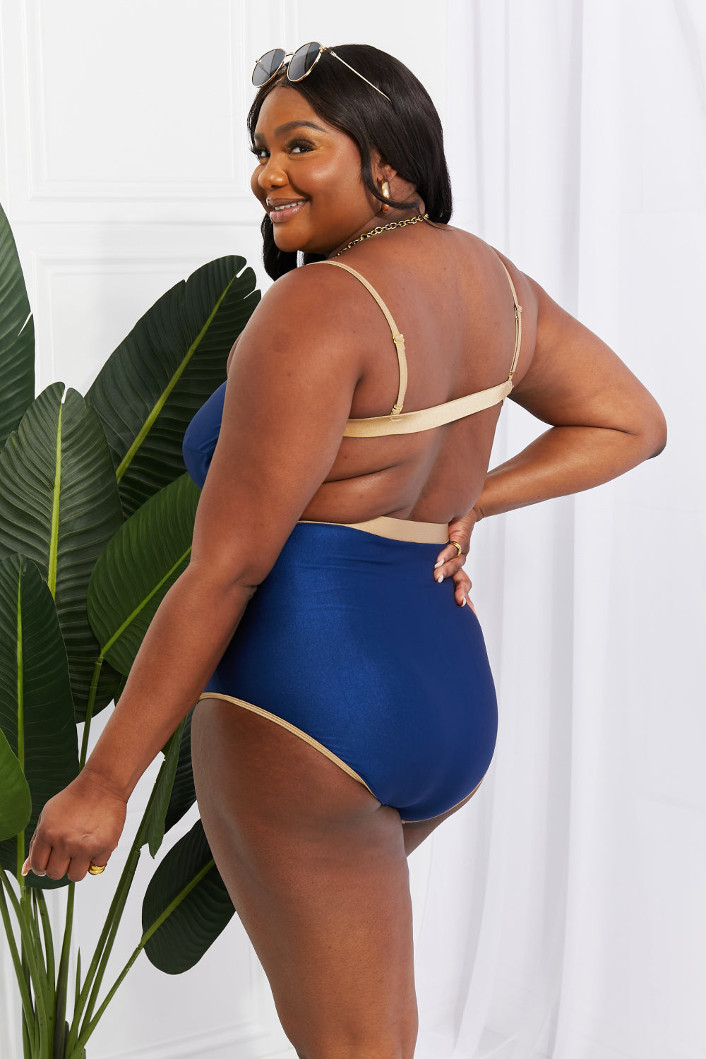 Marina West Swim Wave Break Contrast Trim One-Piece -  Nueva Moda Boutique By Giselly 