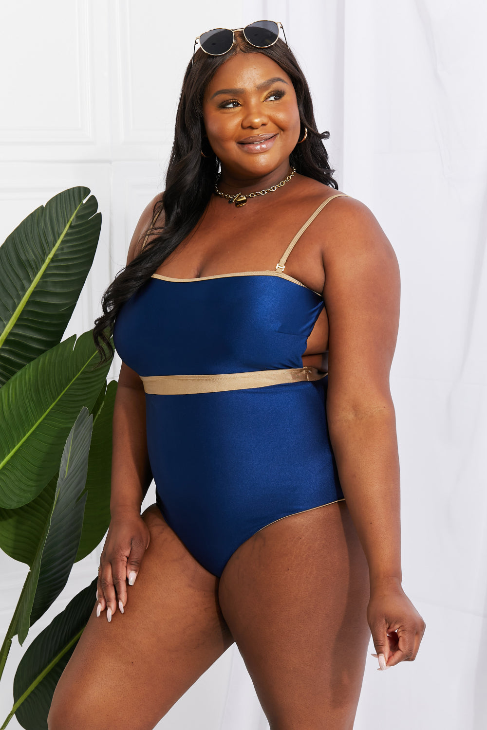 Marina West Swim Wave Break Contrast Trim One-Piece -  Nueva Moda Boutique By Giselly 