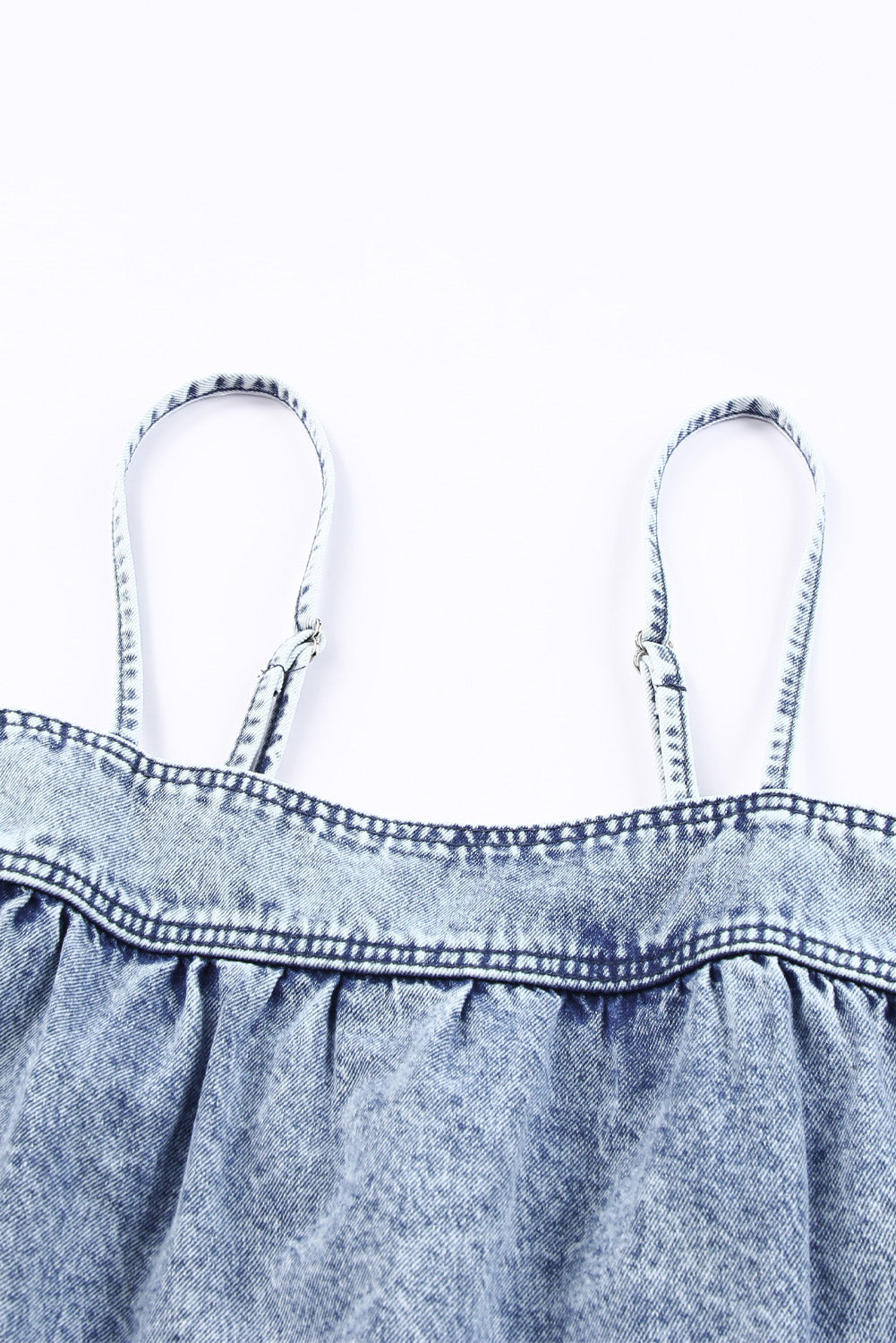 Smocked Adjustable Strap Denim Cami -  Nueva Moda Boutique By Giselly 