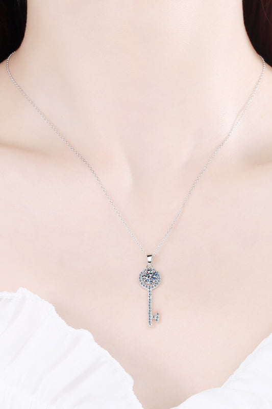 Moissanite Key Pendant Necklace -  Nueva Moda Boutique By Giselly 