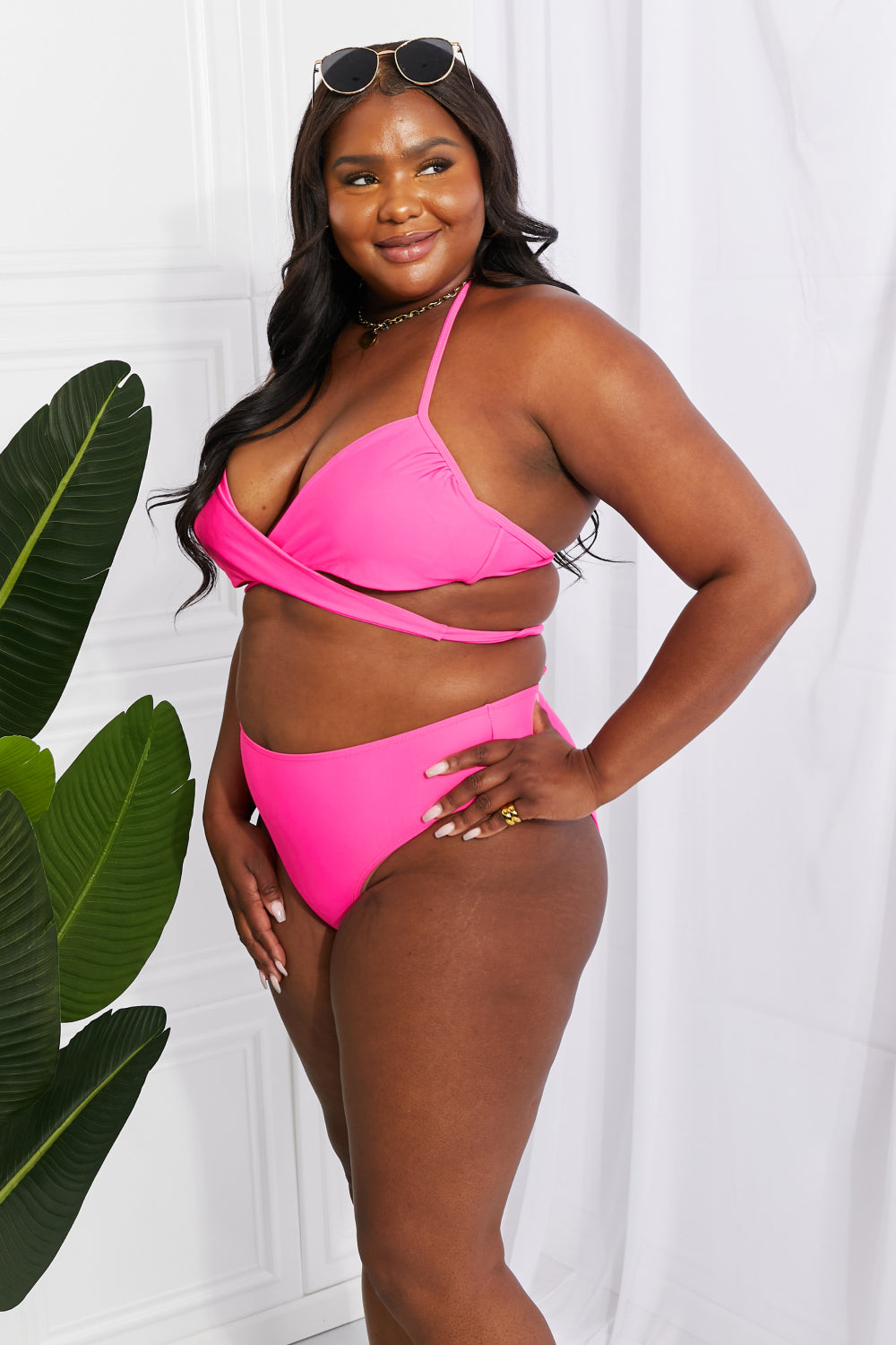 Marina West Swim Summer Splash Halter Bikini Set in Pink -  Nueva Moda Boutique By Giselly 