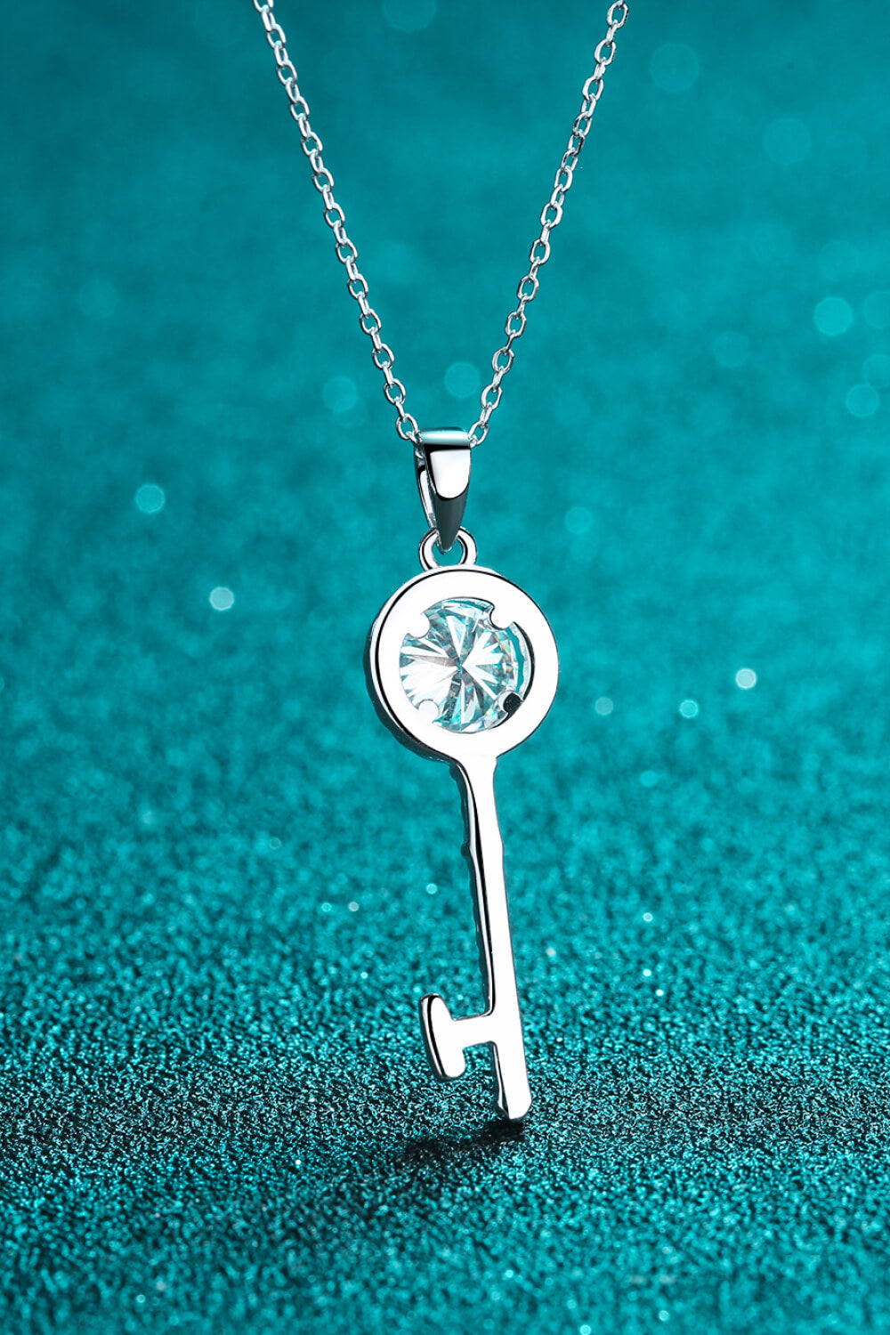 Moissanite Key Pendant Necklace -  Nueva Moda Boutique By Giselly 