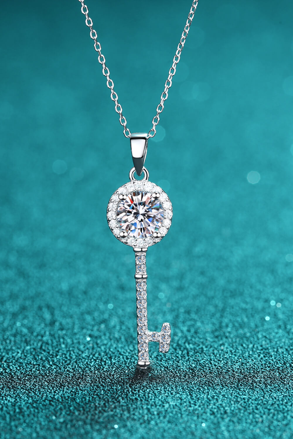 Moissanite Key Pendant Necklace -  Nueva Moda Boutique By Giselly 