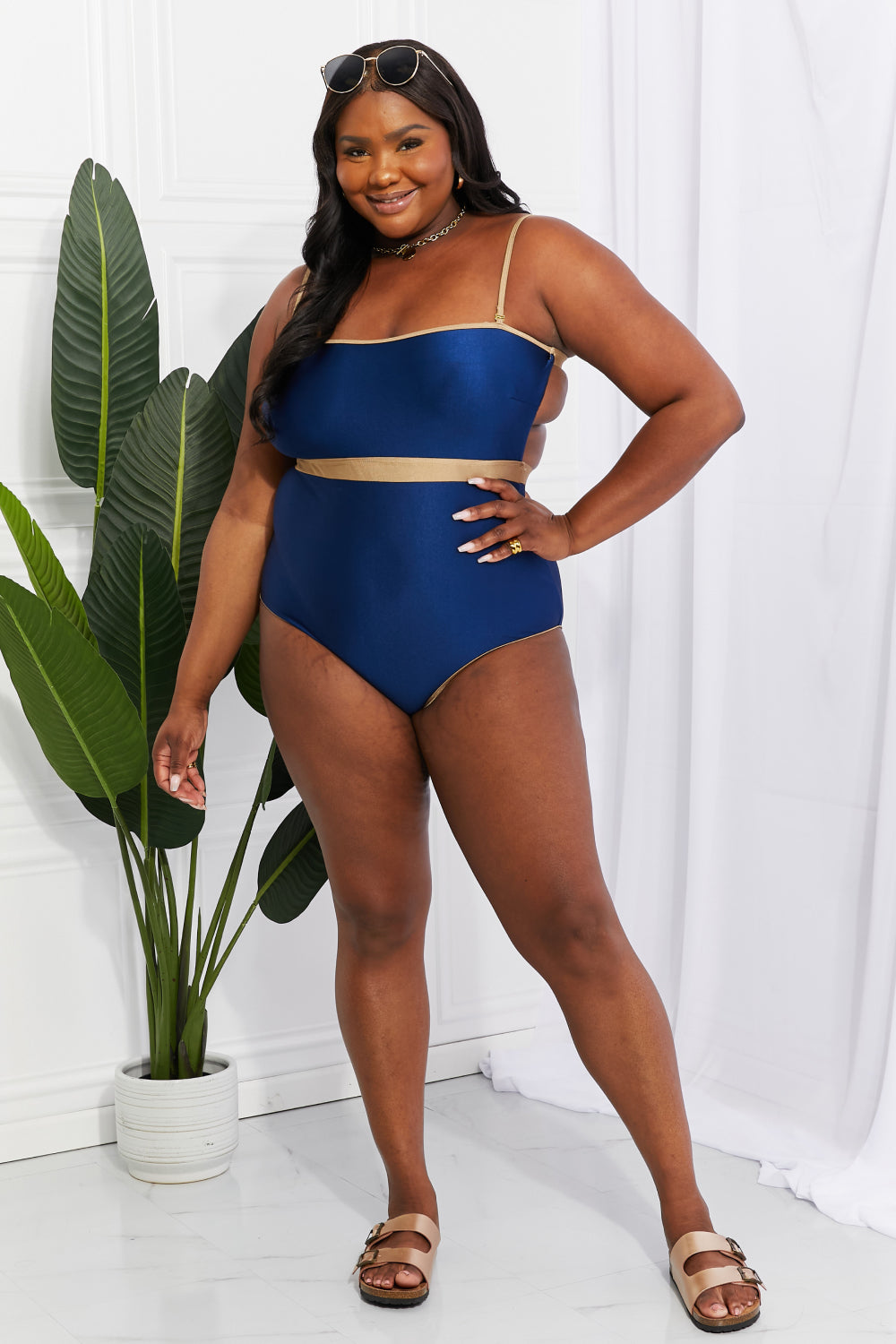 Marina West Swim Wave Break Contrast Trim One-Piece -  Nueva Moda Boutique By Giselly 