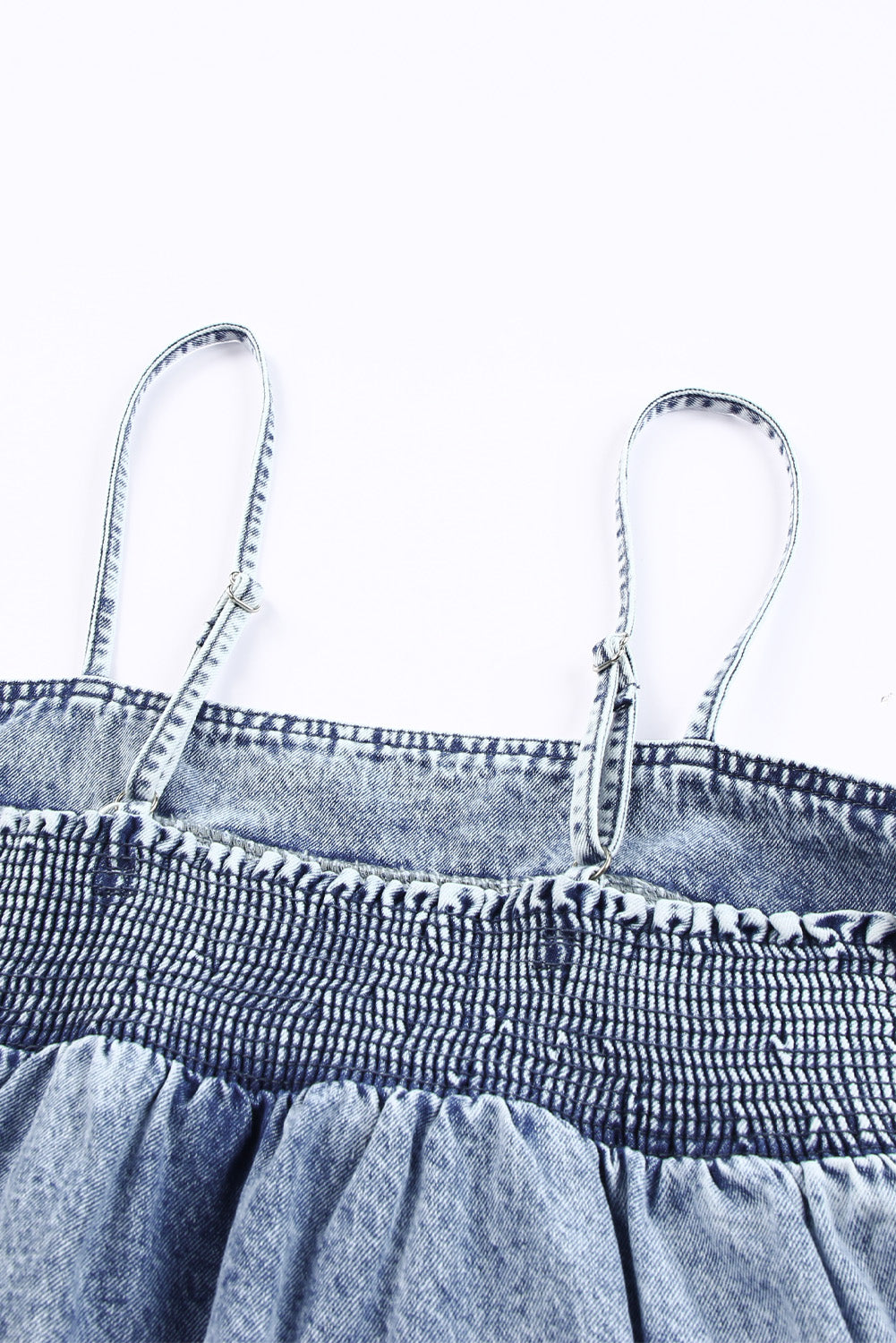 Smocked Adjustable Strap Denim Cami -  Nueva Moda Boutique By Giselly 